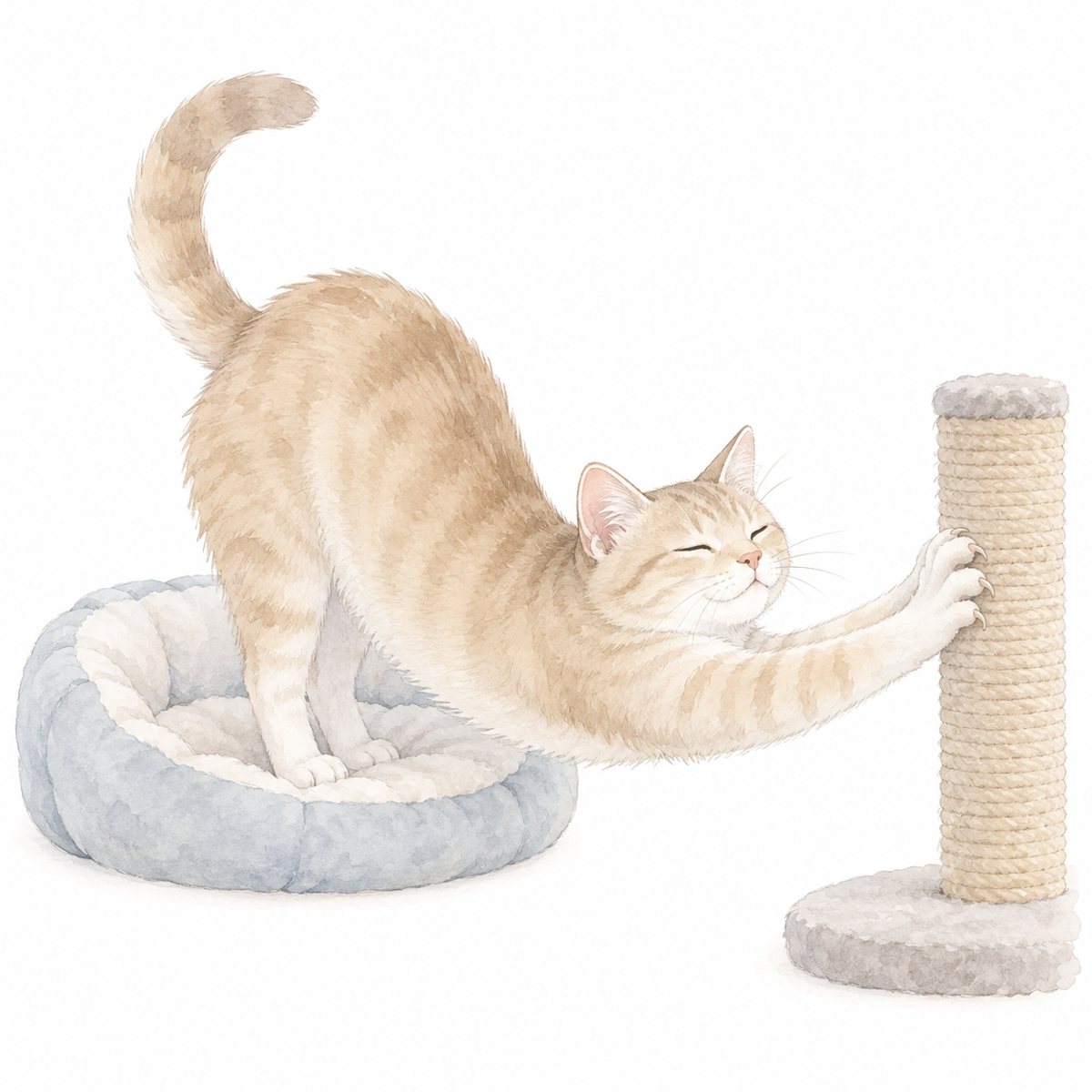 寝起きに伸びをする猫